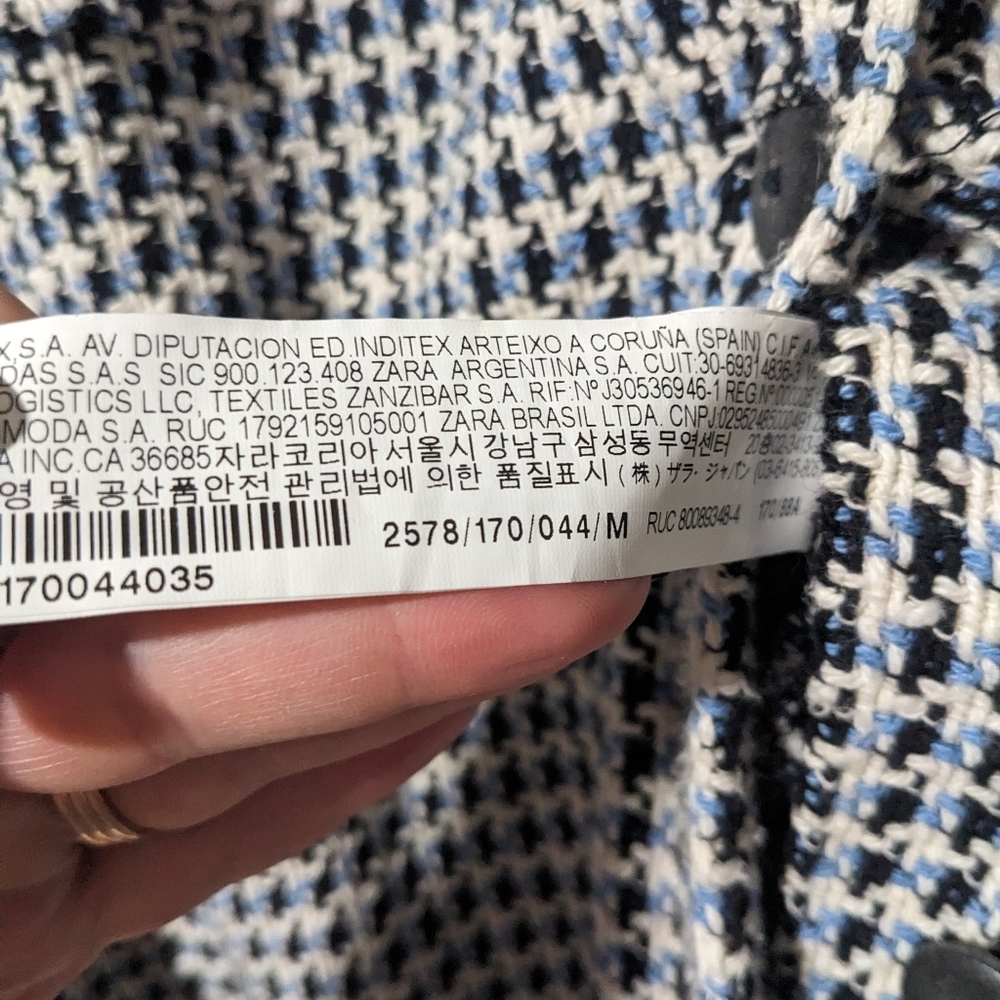 Zara | Tweed button down jacket in blue - Picture 11 of 13